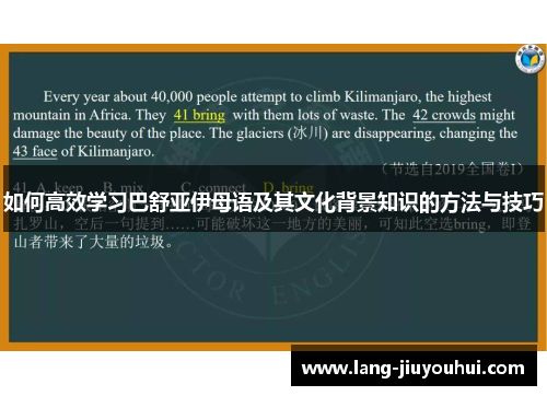 如何高效学习巴舒亚伊母语及其文化背景知识的方法与技巧